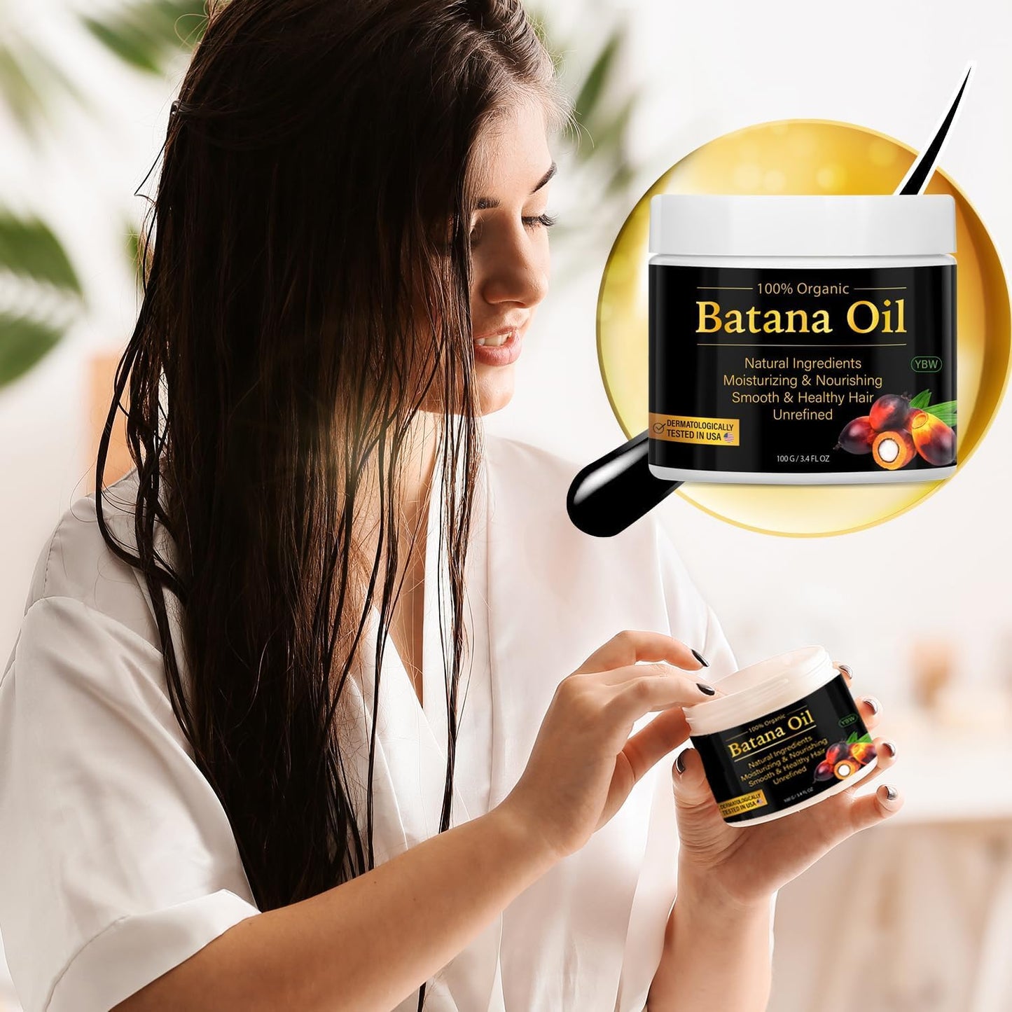YBW 100% Natural Raw Batana Oil for Hair Growth, Dr. Sebi Hair Oil from Honduras, Prevent Hair Loss, Eliminates Split Ends for Men & Women